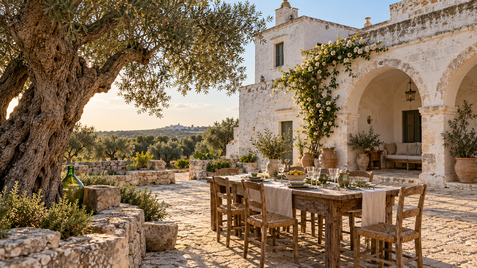 Cortile di una masseria tra gli ulivi